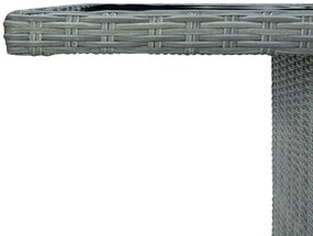 vidaXL Τραπέζι Κήπου Ανοιχτό Γκρι Συνθετικό Ρατάν / Ψημένο Γυαλί