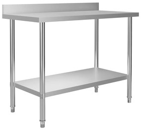 vidaXL Τραπέζι Εργασίας Κουζίνας με Ράφι 120x60x120 εκ. Ανοξ. Ατσάλι