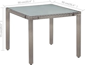 vidaXL Σετ Τραπεζαρίας Εξ. Χώρου 5 τεμ. Γκρι Συνθ. Ρατάν με Μαξιλάρια