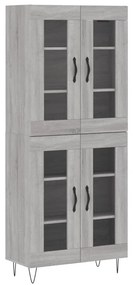 vidaXL Ντουλάπι Γκρι Sonoma 69,5 x 34 x 180 εκ. Επεξεργασμένο Ξύλο