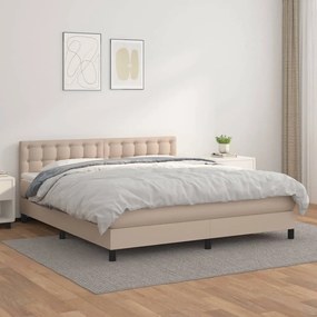 Κρεβάτι Boxspring με Στρώμα Καπουτσίνο 180x200 εκ. Συνθ. Δέρμα - Καφέ