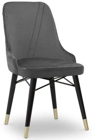 Καρέκλα Τραπεζαρίας Floria 0222818 54x48x91cm Grey-Black Βελούδο, Ξύλο