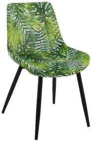 Καρέκλα τραπεζαρίας με καπιτονέ ανοιχτό πράσινο φύλλα κάθισμα-Μεταλλικά μαύρα πόδια [51,5Χ58Χ82CM]