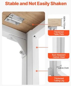 VEVOR Folding Desk, 80 cm Small Foldable Table for Compact Spaces, Space Saving Computer Table, Sturdy Particleboard with Storage Hooks, Writing Workstation for Home Office, Easy Assembly, Oak