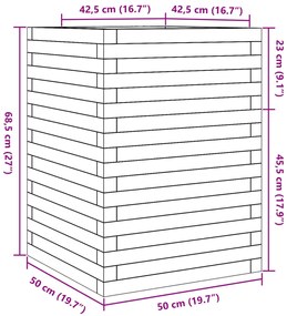 Ζαρντινιέρα 50x50x68,5 εκ. από Μασίφ Ξύλο Πεύκου - Καφέ