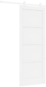 vidaXL Συρόμενη Πόρτα με Σετ Μηχανισμού Λευκή 78x202 εκ. Συμπαγής Ξύλο Πεύκο