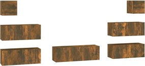 vidaXL Σετ Επίπλων Τηλεόρασης 7 Τεμαχίων Καπνιστή δρυς Επεξ. Ξύλο