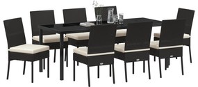 vidaXL Σετ 9 Τεμαχίων DINING Κήπου  Μαύρο Πολυρατάν