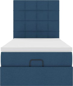 vidaXL Οθωμανικό κρεβάτι με στρώμα μπλε 90x200cm ύφασμα