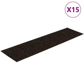vidaXL Πατάκια Σκάλας Αυτοκόλλητα Ορθογώνια 15 τεμ. Σκ. Καφέ 76x20 εκ.