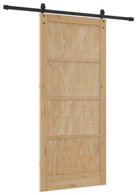 vidaXL Συρόμενη Πόρτα  με Σετ Υλικών 93x211 εκ. Μασίφ Ξύλο Πεύκου