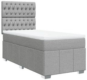 VidaXL Κρεβάτι Boxspring με Στρώμα Ανοιχτό Γκρι 90x200 εκ. Υφασμάτινο