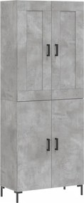 vidaXL Ντουλάπι Γκρι Σκυροδέματος 69,5x34x180 εκ. Επεξεργασμένο Ξύλο