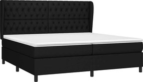 vidaXL Κρεβάτι Boxspring με Στρώμα Μαύρο 200x200 εκ. Υφασμάτινο