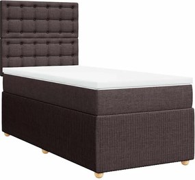 vidaXL Κρεβάτι Boxspring με Στρώμα Σκούρο Καφέ 100x200 εκ. Υφασμάτινο