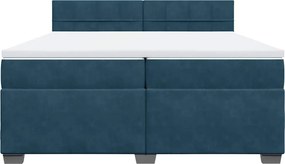 vidaXL Κρεβάτι Boxspring με Στρώμα Μπλε 200x200 εκ. Βελούδινο