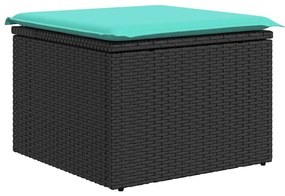 vidaXL Καναπές Σετ 7Τεμαχίων Μαύρο Συνθετικό Ρατάν με Μαξιλάρια Ακακία