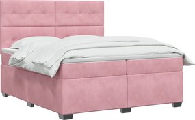 vidaXL Κρεβάτι box spring με στρώμα Ροζ 200 x 200 cm Βελούδο