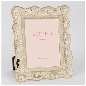 Κορνίζα (15x20) Επιτραπέζια Πολυρεζίν Χρυσό & Λευκό Cm 756-12158 Estheti-756-12158-Λευκό-Χρυσό 756-12158
