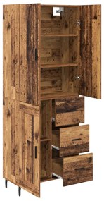 vidaXL Highboard με συρτάρι 2 pcs Παλιό Ξύλο Σύνθετο Ξύλο και Γυαλί