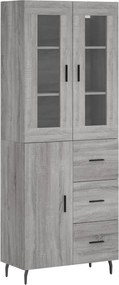 vidaXL Ντουλάπι Γκρι Sonoma 69,5 x 34 x 180 εκ. Επεξεργασμένο Ξύλο