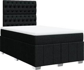 vidaXL Κρεβάτι Boxspring με Στρώμα Μαύρο 120x200 εκ. Υφασμάτινο