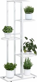 vidaXL Ανθοστήλη 5 Επιπέδων Λευκή 43 x 22 x 98 εκ. Μεταλλική
