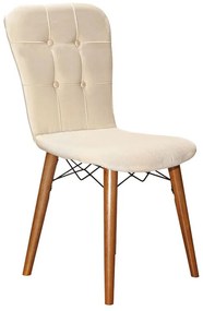 Καρέκλα Sonora I βελουτέ εκρού-καρυδί πόδι 44x48x88 εκ.