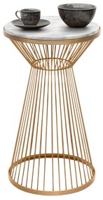 Τραπεζάκι βοηθητικό Cresta Megapap μεταλλικό - Mdf χρώμα χρυσό - λευκό εφέ μαρμάρου Ø34,5x58,5εκ.