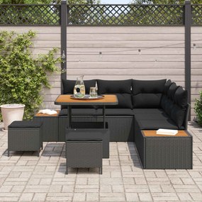vidaXL Σετ Καναπέ Κήπου με μαξιλάρι 8 pcs Μαύρο