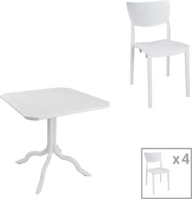 Τραπεζαρία Icon-Ignite pakoworld σετ 5τεμ PP σε λευκή απόχρωση