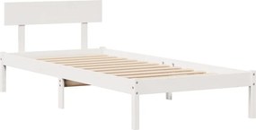 vidaXL Κρεβάτι Βιβλιοθήκη Χωρίς Στρώμα Λευκό 75x190 εκ Μασίφ Πεύκο