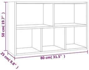 Βιβλιοθήκη/Βοηθητικό Ντουλάπι Καφέ Δρυς 50x25x80 εκ Επεξ Ξύλο - Καφέ