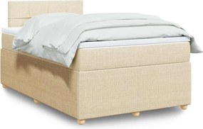 vidaXL Κρεβάτι Boxspring με Στρώμα Κρεμ 120x200 εκ. Υφασμάτινο
