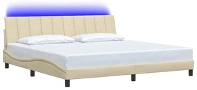 vidaXL Σκελετός Κρεβατιού Χωρίς Στρώμα Hanko Κρεμ 200x200 εκ. Υφασμάτινο