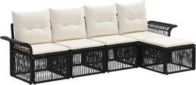 vidaXL Σετ Καναπέ Κήπου 5 pcs Μαύρο συνθετικό ρατάν