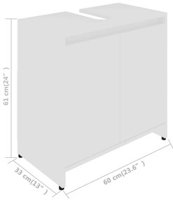 Ντουλάπι Νιπτήρα Λευκό 60 x 33 x 61 εκ. από Επεξ. Ξύλο - Λευκό