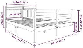 ΠΛΑΙΣΙΟ ΚΡΕΒΑΤΙΟΥ ΜΑΥΡΟ 140 X 190 ΕΚ. ΑΠΟ ΜΑΣΙΦ ΞΥΛΟ ΠΕΥΚΟΥ 3100634