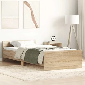 vidaXL Πλαίσιο Κρεβ. Χωρ. Στρώμα Sonoma Δρυς 90 x 190 εκ. Επεξ. Ξύλο