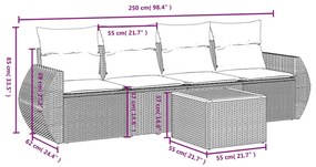 vidaXL Σαλόνι Κήπου 5 Τεμαχίων Γκρι από Συνθετικό Ρατάν με Μαξιλάρια