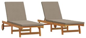vidaXL Ξαπλώστρα 2 pcs Καφέ 63 x 199 x 85 εκ. Μασίφ ξύλο ακακίας