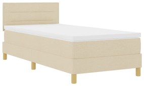 vidaXL Κρεβάτι με Ελατήρια και Στρώμα & LED Κρεμ 90x200 εκ. Ύφασμα