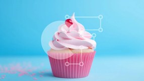 Intra Συλλεκτικό Ξύλινο Παζλ Plywood  4mm - Λαχταριστό ροζ cupcake με λευκό παγωμένο και κόκκινο κεράσι Σε Ξύλινο Κουτί - Διαστάσεις: 10x10 cm – 25 κομμάτια