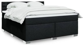 vidaXL Κρεβάτι Boxspring με Στρώμα Μαύρο 180x200 εκ. Υφασμάτινο