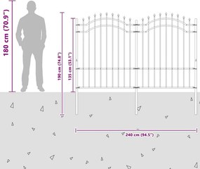 vidaXL Φράχτης Κήπου Woerden Γκρι 240 x 190 cm