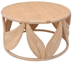 Τραπέζι σαλονιού Siderty  rattan σε φυσική απόχρωση Φ80x45εκ