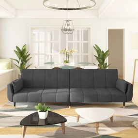 Καναπές Κρεβάτι Διθέσιος Σκούρο Γκρι Βελούδινος με 2 Μαξιλάρια - Γκρι