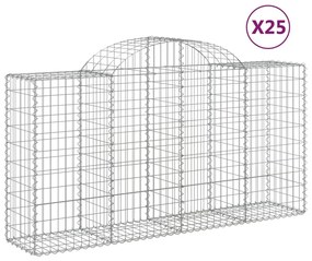 vidaXL Συρματοκιβώτια Τοξωτά 25 τεμ. 200x50x100/120 εκ. Γαλβαν. Ατσάλι