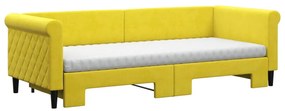 vidaXL Καναπές Κρεβάτι Συρόμενος Κίτρινο 80x200εκ. Βελούδινος Στρώματα
