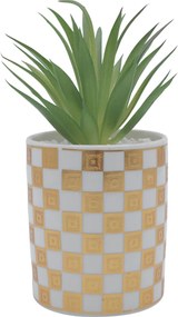 Τεχνητό Φυτό σε Κεραμικό Μοντέρνο Γλαστράκι 7.5x16cm - Άσπρο